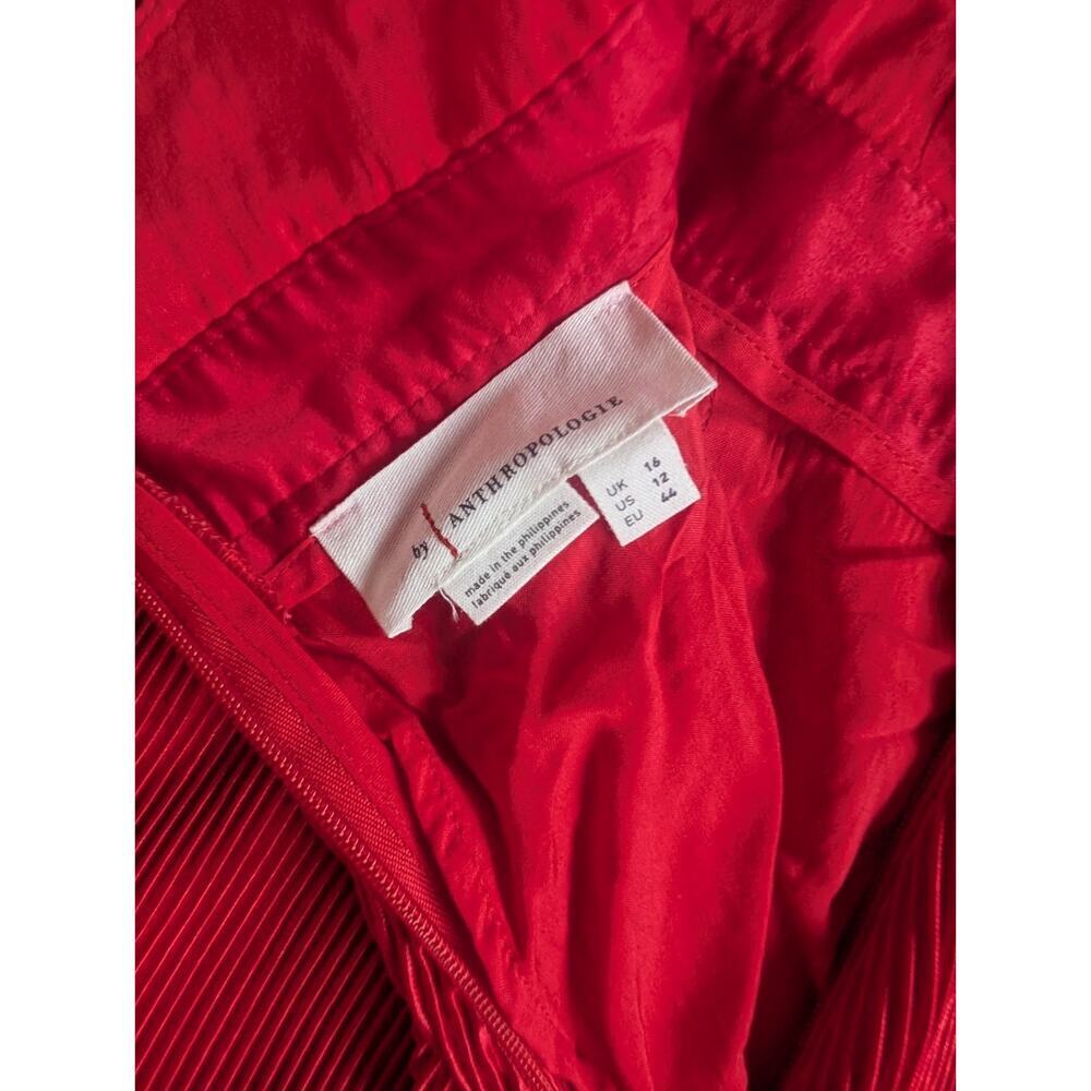 NWT By Anthropologie Plisse Pleated Open Back Halter Jumpsuit Size 12 Red MD455 - Picture 8 of 10